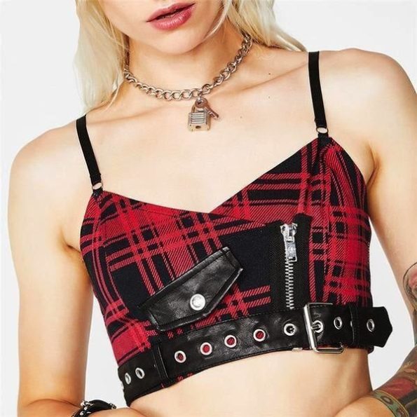 patchwork-plaid-crop-top-red-s-belly-shirt-tops-cropped-tank-tee-kawaii-babe_405